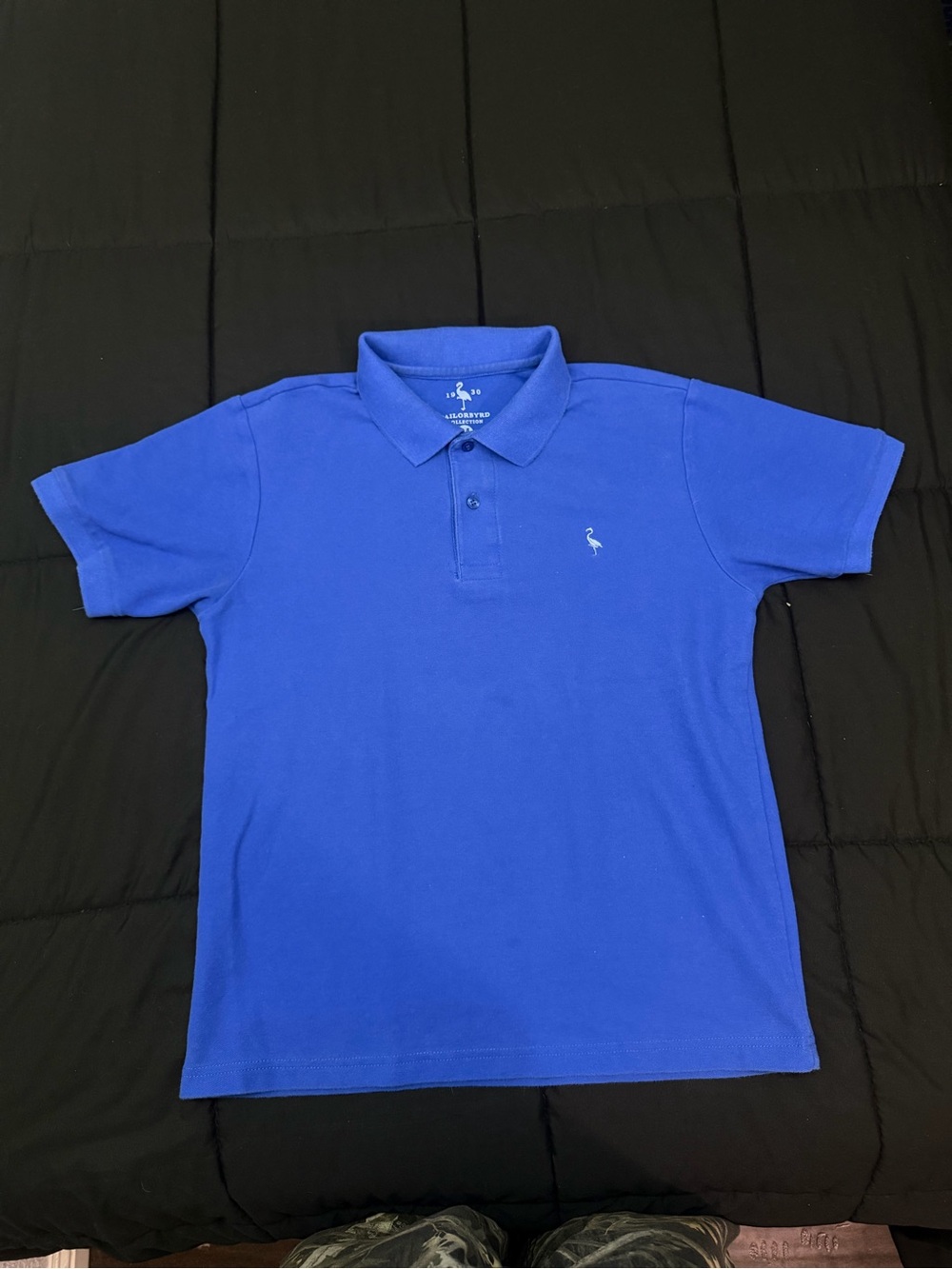 Tailorbyrd Royal Blue Men’s Polo with Embroidered Flamingo